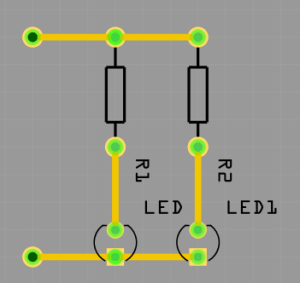 Completed simple PCB in Fritzing.